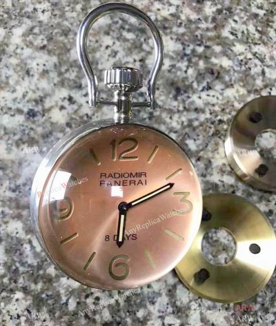 Radiomir Panerai Table Clock Replica - Stainless Steel Pink Face PAM 581 Panerail 581 Replica